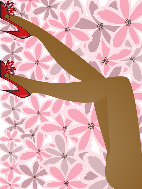 Feet on the flowers - Vector, Image