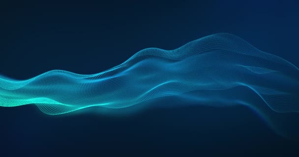 Abstrakte Wellen-Technologie Hintergrund mit blauem LED-Licht. unternehmerisches, digitales Netzwerkkonzept.  - Filmmaterial, Video
