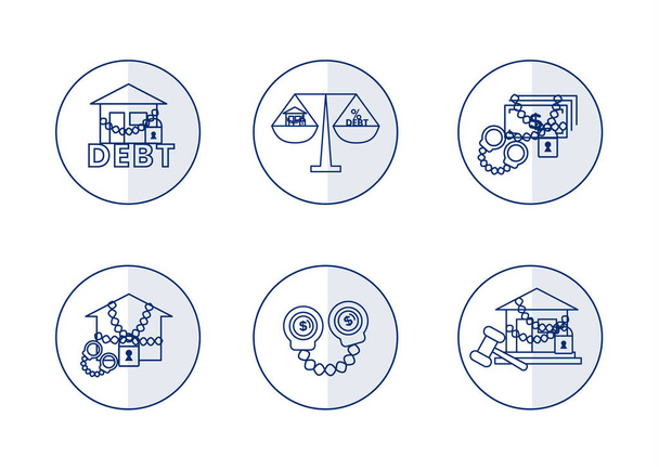 Finance. Vector illustration set of icons seizure of property, foreclosure. - Vector, Image