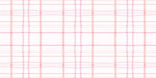 Watercolor Pink Check. Beige Picnic Fabric.  - Photo, Image