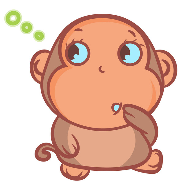 Schattig klein bruin aap karakter scene vector cartoon een witte achtergrond - Vector, afbeelding