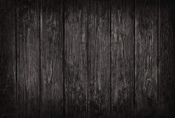  Wooden blackboard vertical planks floor texture background.Textured black dark wood.Cafe, bakery, restaurant menu template, mock up - Фото, изображение