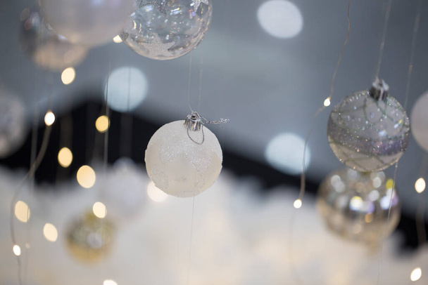 Christmas ball baubles with silver decoration - Foto, immagini