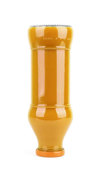 Glass jar of mustard isolated on the white background with clipping path - Foto, Imagem