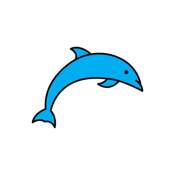 Ícone plano de golfinho. Modelo de vetor - Vetor, Imagem