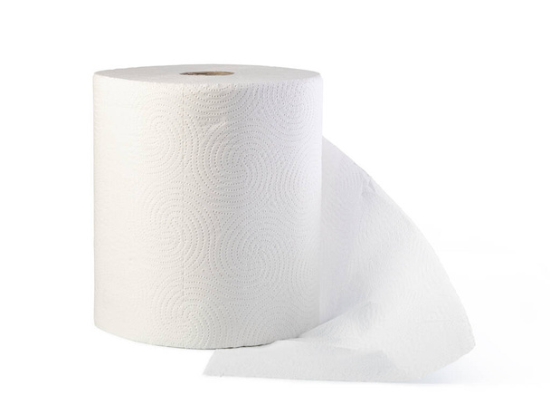 Rouleau de serviette en papier sur fond blanc - Photo, image