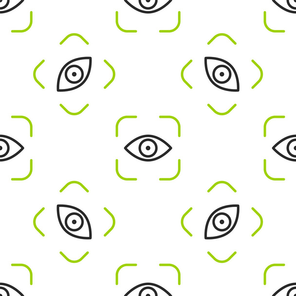 Line Eye scan icône isolée motif sans couture sur fond blanc. Un oeil qui scanne. Symbole de sécurité. Cyber eye sign. Illustration vectorielle. - Vecteur, image