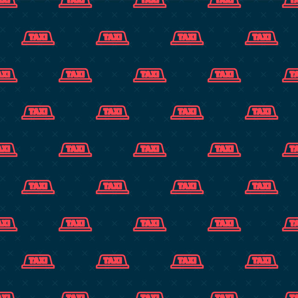 Rote Linie Taxi Autodach Symbol isoliert nahtlose Muster auf schwarzem Hintergrund. Vektorillustration. - Vektor, Bild