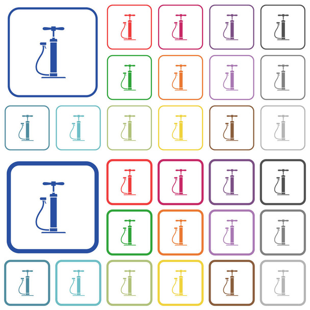 Luftpumpe Farbe flache Symbole in abgerundeten quadratischen Rahmen. Dünne und dicke Versionen inklusive. - Vektor, Bild