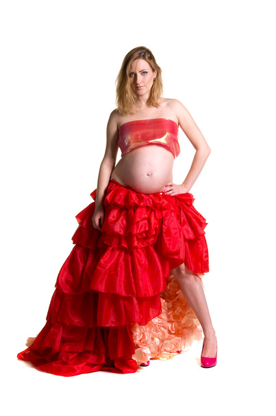 Alla moda bella incinta in gonna lussuosa
 - Foto, immagini