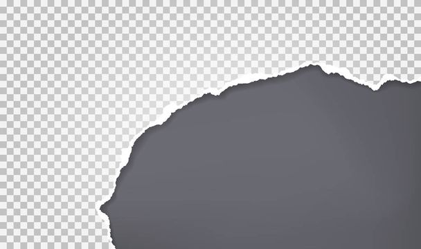 Pezzo di strappato, strappato carta quadrata bianca con ombra morbida è su sfondo grigio scuro per il testo. Illustrazione vettoriale - Vettoriali, immagini