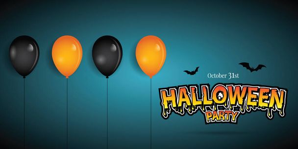 szczęśliwy halloween party banner z dekoracji balonów. Ilustrator wektor Eps 10 - Wektor, obraz