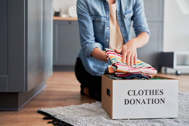 Boxes ready  for clothes donation - 写真・画像