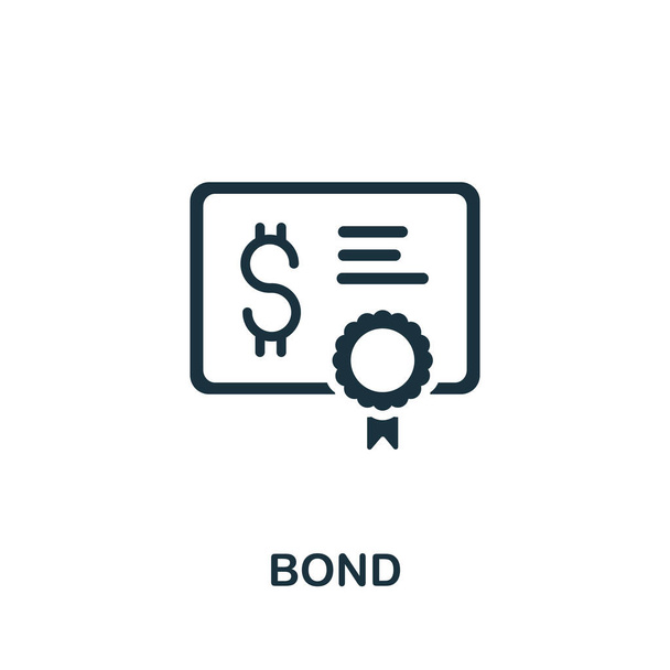 Bond-ikoni. Yksinkertainen esimerkki pankkikokoelmasta. Yksivärinen Bond kuvake web suunnittelu, malleja ja infografiikka. - Vektori, kuva