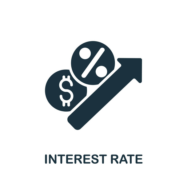 Icono de tasa de interés. Ilustración simple de la colección bancaria. Icono de tasa de interés monocromática para diseño web, plantillas e infografías. - Vector, Imagen
