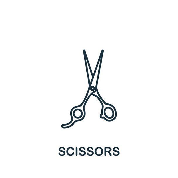 Икона ножниц из коллекции парикмахерской. Символ ножниц элемента простой строки для шаблонов, веб-дизайна и инфографики. - Фото, изображение