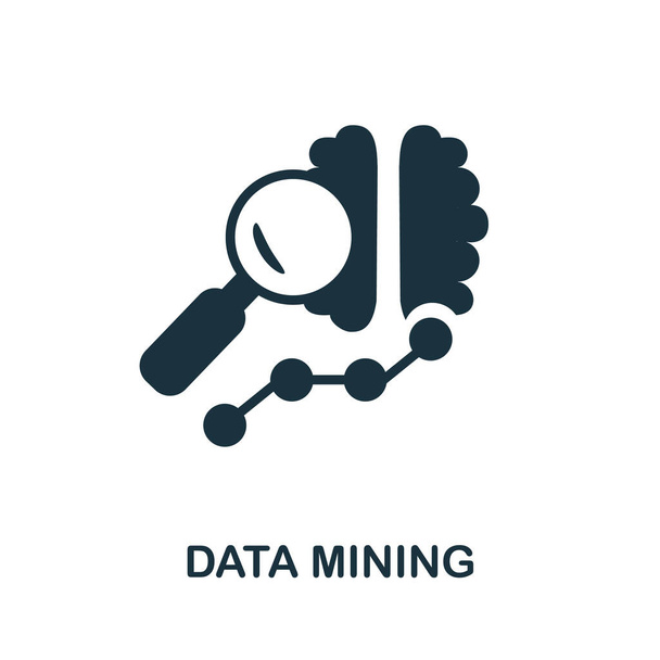 Icono de Data Mining. Ilustración simple de la colección de inteligencia empresarial. Monocromo icono de minería de datos para el diseño web, plantillas e infografías. - Vector, imagen