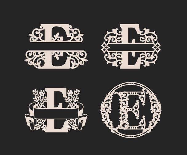 Alphabet Split Monograms,  Split Letter Monogram,  Alphabet Frame Font. Laser cut template. Initial monogram letters. Monogram Logo - Vector, Image