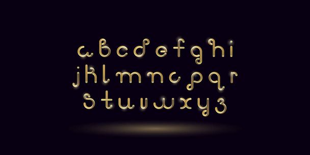 3d gradiente burbuja lettering.Yellow oro de lujo de forma mínima font.Liquid ruta de color alphabet.Golden tubo dibujado a mano vector illustration.Modern estilo vector 10 EPS ABC. - Vector, imagen