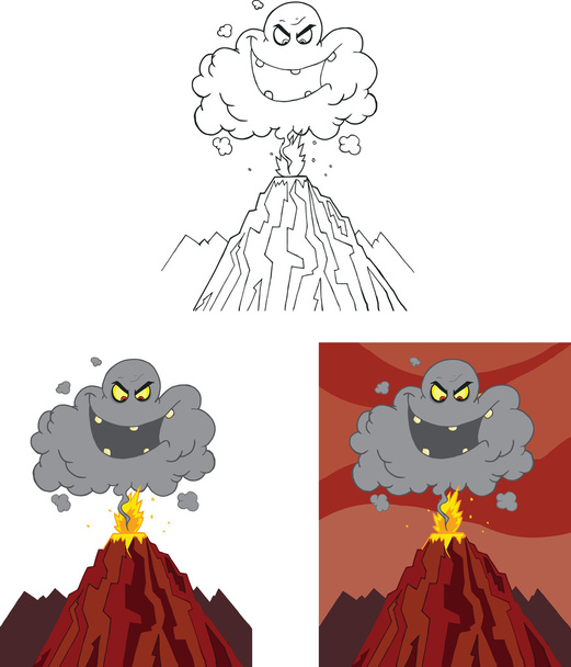 nuage noir maléfique sur l'éruption Volcan Set Collection
 - Photo, image