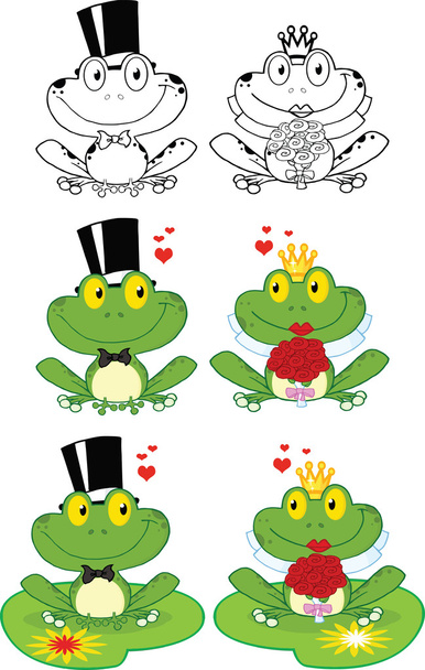 幸せな新郎および花嫁のカエルの文字セットのコレクション - 写真・画像