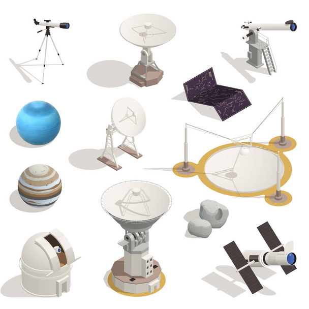 Astronomy Isometric Icons Set - Vettoriali, immagini