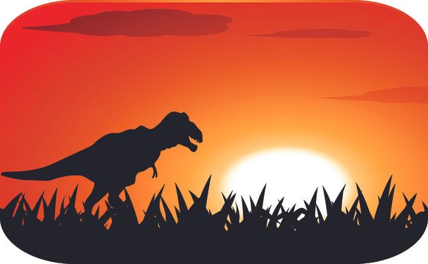 Dinosaurier mit Sonnenuntergang - Vektor, Bild