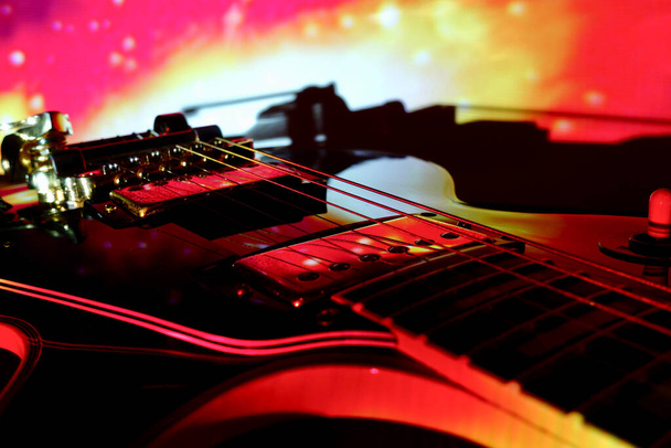 electric guitar in the stage light . Copy space  - Fotó, kép