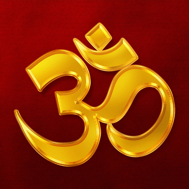 Om symbol in Gold solid Metal bar with background - Photo, image