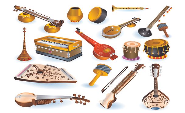 Musikinstrumente und Schlaginstrumente - Vektor, Bild