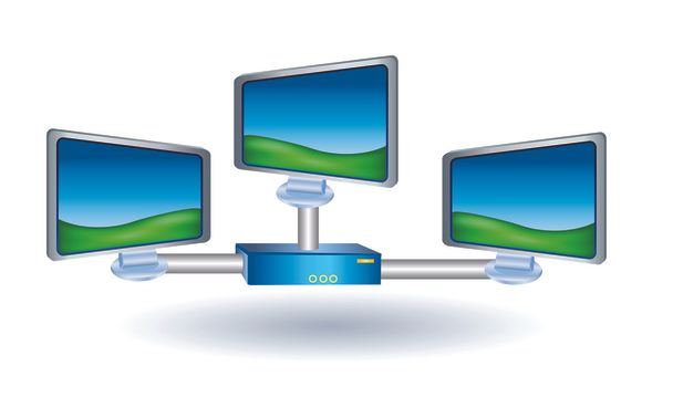 Three lcd tv monitor with stand - Vettoriali, immagini