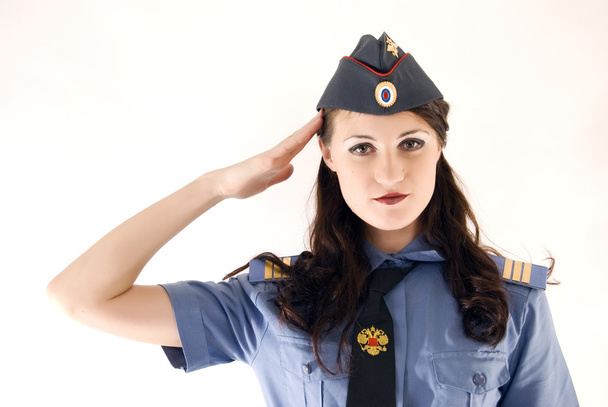 Young attractive woman-policeman - Фото, изображение