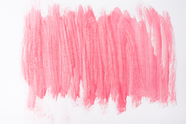 vista superior de pinceladas abstractas de color rosa sobre fondo blanco - Foto, Imagen