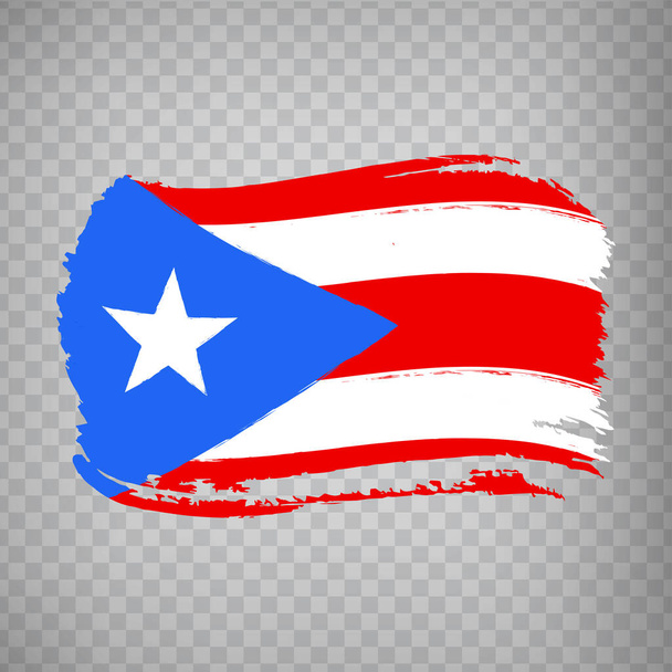 Flag of Puerto Rico, brush stroke background.  Flag of the Puerto Rico  on transparent background for your web site design,  app. EPS10. - Vector, Image