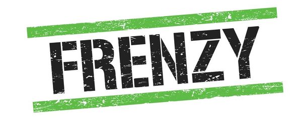 FRENZY text on black green grungy lines stamp sign. - Photo, Image