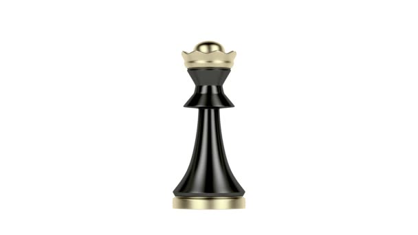Reina de ajedrez con colores cambiantes, gira sobre fondo blanco - Metraje, vídeo