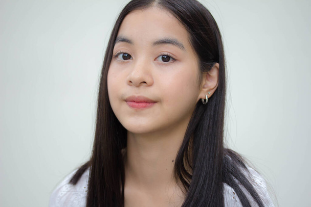 asia thai teen White t-shirt beautiful girl smile and relax - Photo, Image