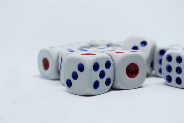 White dice put randomly isolated on white background.  - Photo, Image