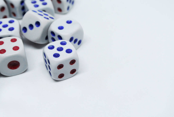 White dice put randomly isolated on white background.  - Photo, Image