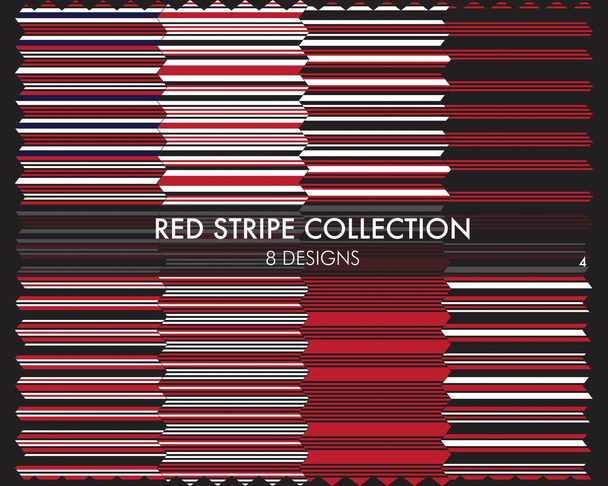 La collection de motifs sans couture à rayures rouges comprend 8 modèles pour les textiles de mode, graphiques - Vecteur, image