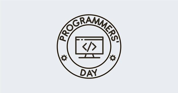 International Programmers 'Day typografie minimale ansichtkaart. Een sticker. Freelancer programmeur codering. Een computer. Rond stempel logo. Citaat, zin. Etikettenbadge. Wenskaart uitnodiging - Foto, afbeelding