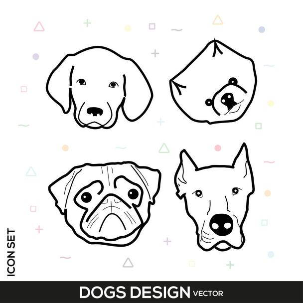 Linear dog icon set. Vector dog illustration. - Vector, Image