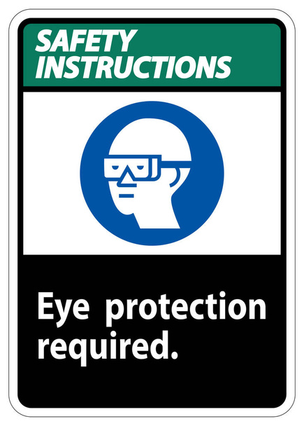 Οδηγίες Ασφαλείας Είσοδος Προστασία των ματιών Απαιτούμενο σύμβολο Απομονώστε σε λευκό φόντο  - Διάνυσμα, εικόνα