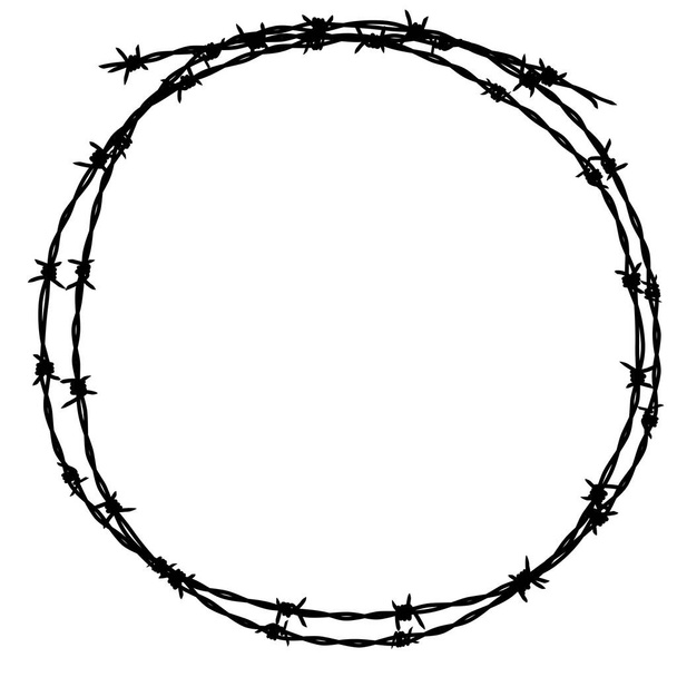 Силуэт из круговой колючей проволоки  - Вектор,изображение