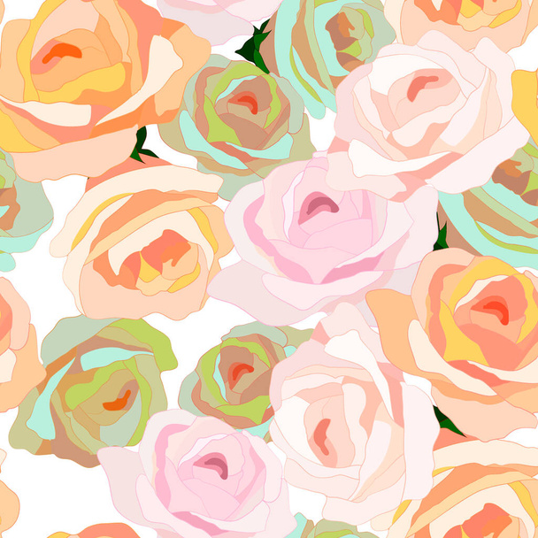 seamless pattern in romantic style, ornament with roses, wedding background - Wektor, obraz