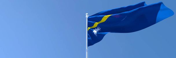 3D renderöinti kansallisen lipun Nauru heiluttaen tuulessa - Valokuva, kuva