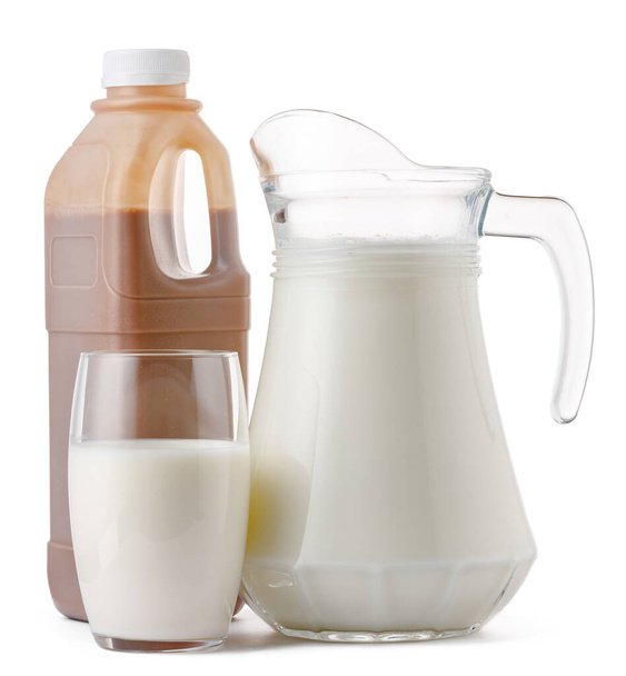 Glassware full of fresh milk isolated on white - Photo, Image