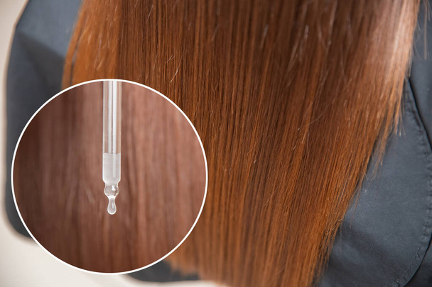 Oil hair treatment for woman. Concept hairdresser spa salon - Photo, Image