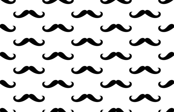 Motif vectoriel sans couture, fond ou texture avec des moustaches vintage rétro bouclées noires sur fond blanc. Pour les sites Web, papier peint de bureau, blog, web design - Vecteur, image