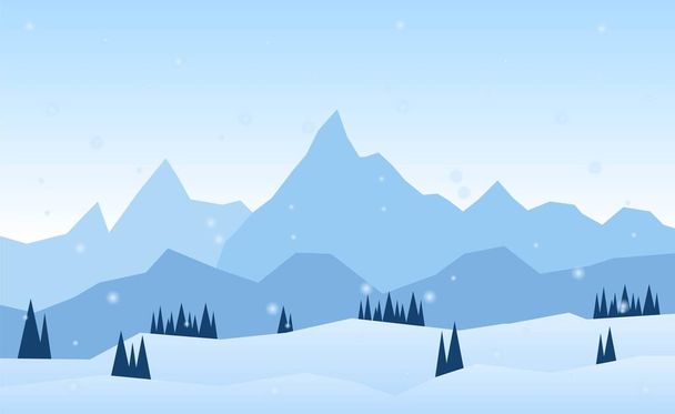 Vecteur de scène hivernale, neige blanche, montagnes et ciel bleu. - Vecteur, image